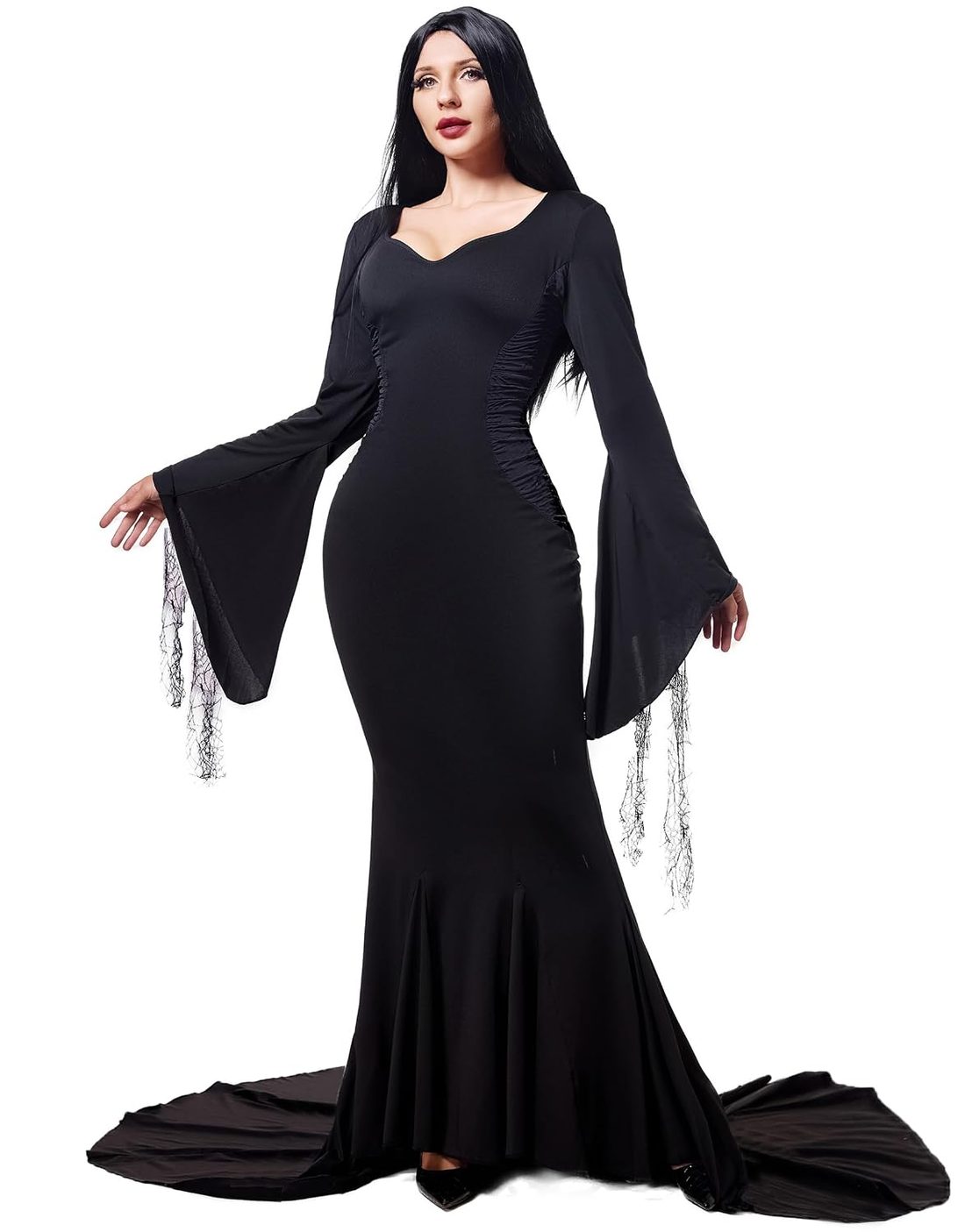 Black Gothic Maxi Dress for Women, Floor Length