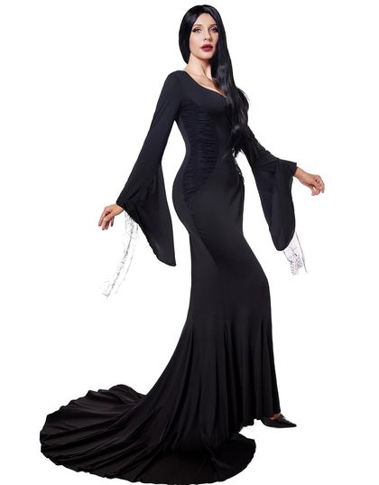 Black Gothic Maxi Dress for Women, Floor Length — view 2