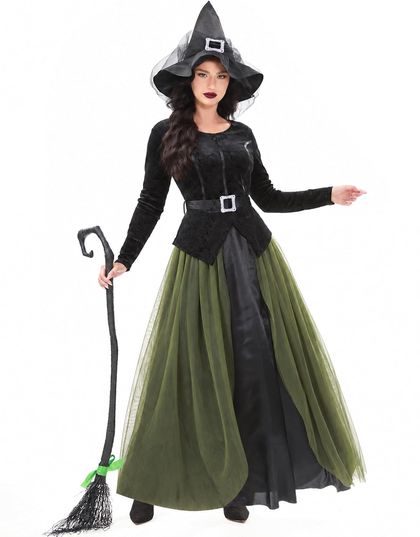Black Witch Costume for Women with Hat