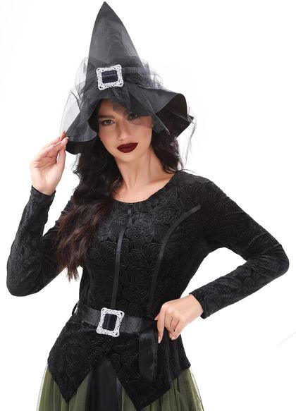 Black Witch Costume for Women with Hat — view 2