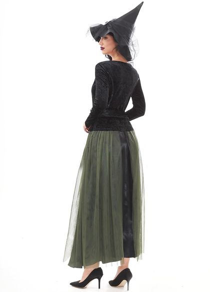 Black Witch Costume for Women with Hat — view 4