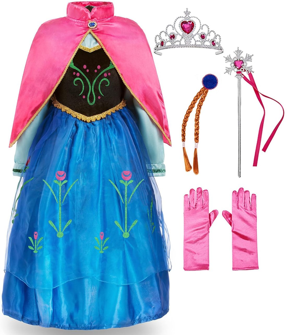 Blue Princess Costume for Little Girls with Accessories