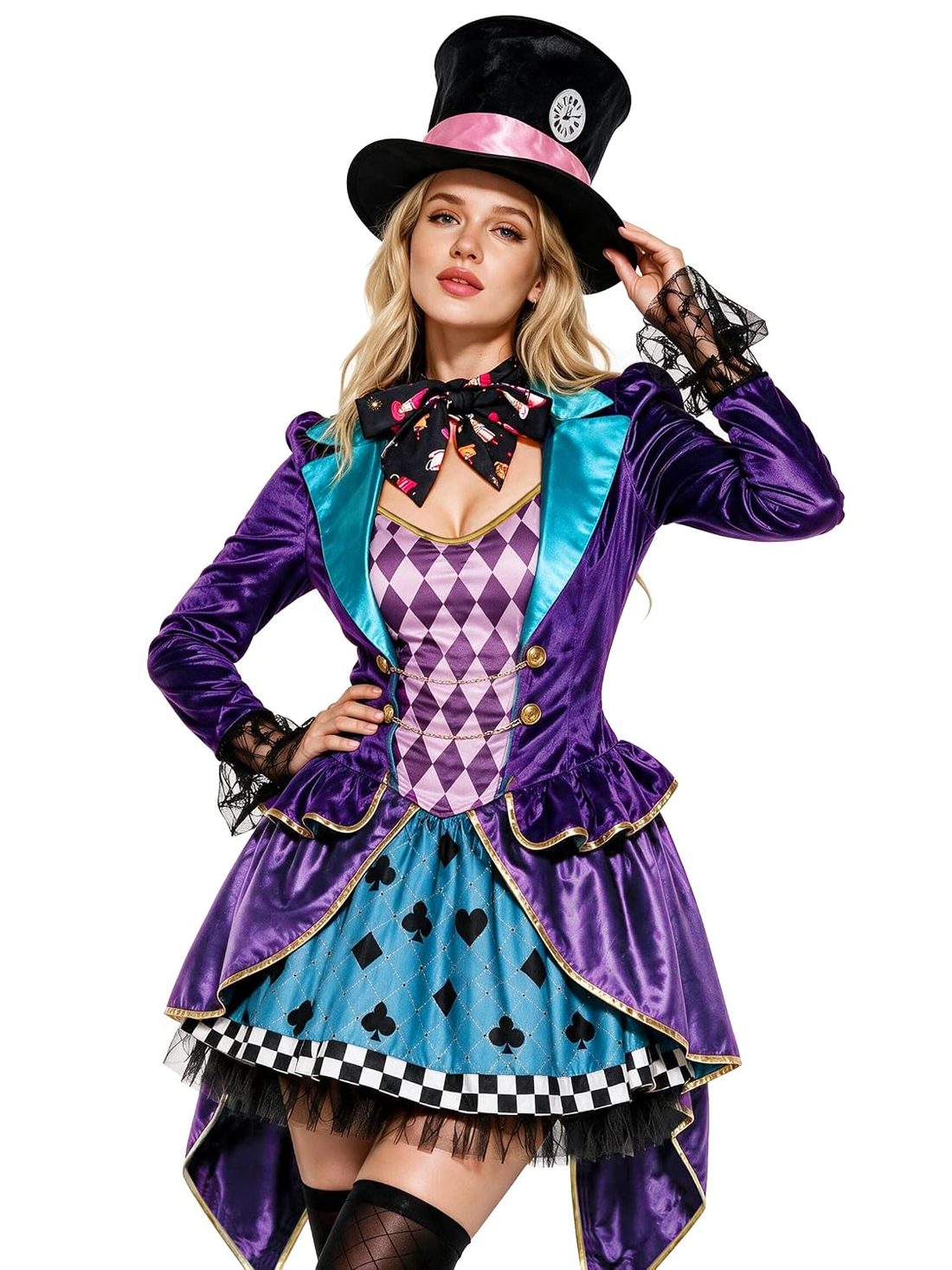 Mad Tea Party Hatter Costume Dress with Hat