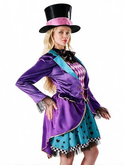 Mad Tea Party Hatter Costume Dress with Hat — view 5