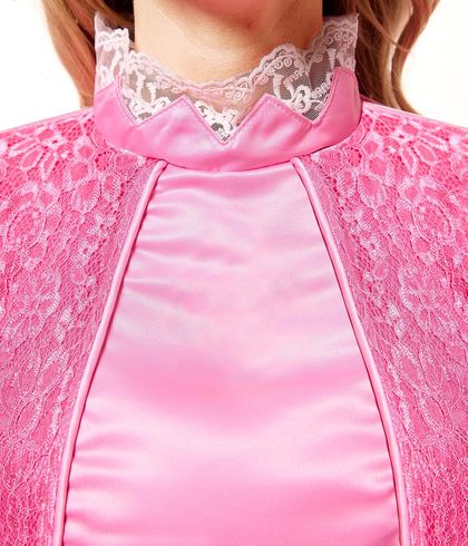 Pink Princess Costume for Women with Crown and Gloves — view 3
