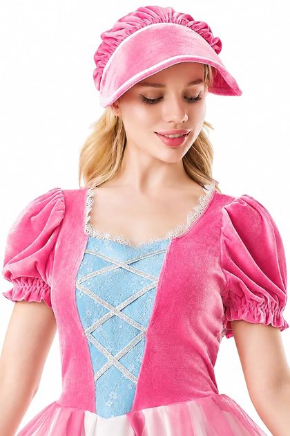 Pink Polka Dot Shepherd Costume with Bonnet — view 3