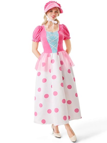 Pink Polka Dot Shepherd Costume with Bonnet — view 6