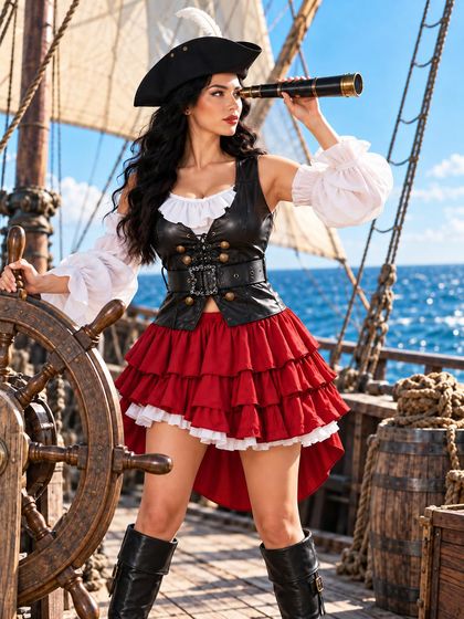 Pirate Costume for Women, Five Piece with Hat — view 3